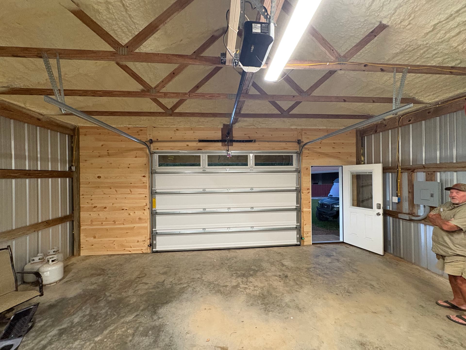 New Garage Door and Opener Install on a Metal Shop